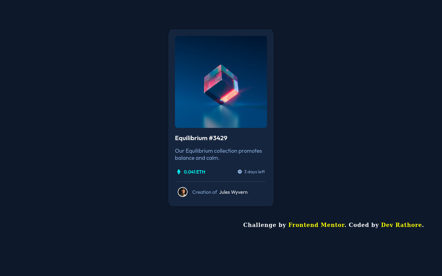 Frontend Mentor | NFT-preview-card-component-challenge-hub coding ...