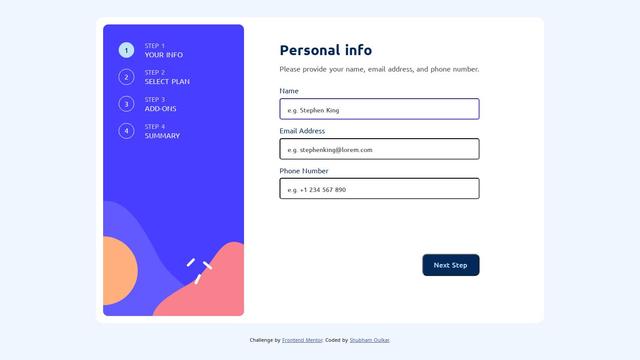Frontend Mentor | Multi step form using web components (template, slots ...