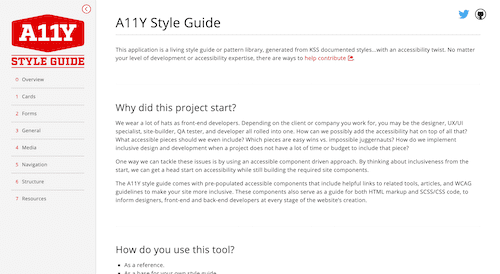 Screenshot for the A11y Style Guide website
