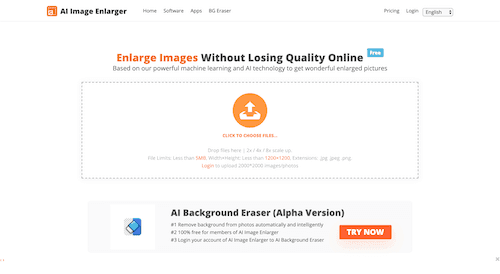 Screenshot for the AI Image Enlarger website