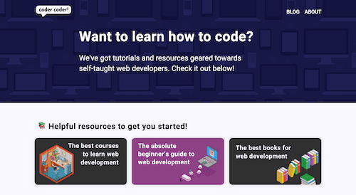 Screenshot for the Coder Coder website