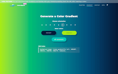 Screenshot for the ColorSpace Gradient website