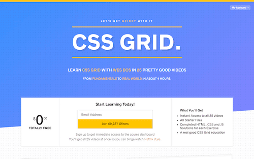 Screenshot for the Wes Bos: CSS Grid website