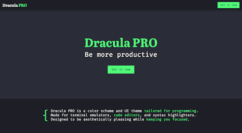 Screenshot for the Dracula PRO website