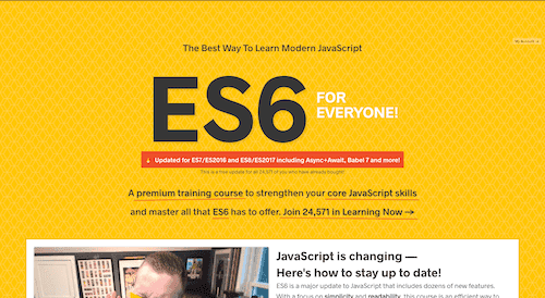 Screenshot for the ES6 for Everyone website