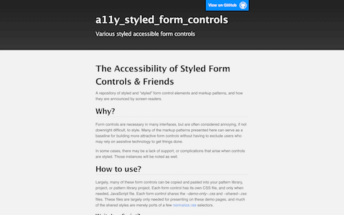 Screenshot for the Accessible Form Controls website