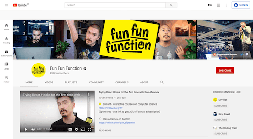 Screenshot for the Fun Fun Function website