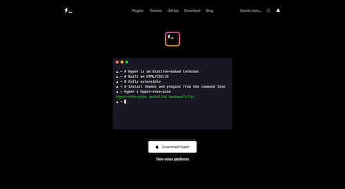 Screenshot for the Hyper website