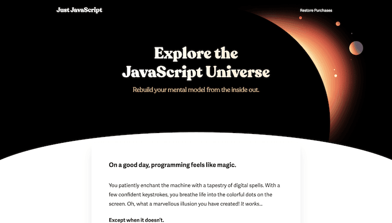 Screenshot for the Just JavaScript website