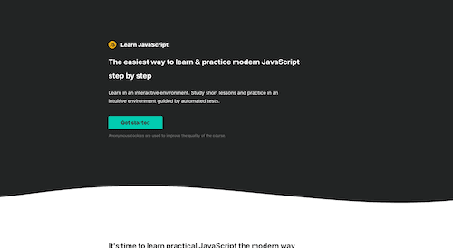 Screenshot for the Learn JavaScript website