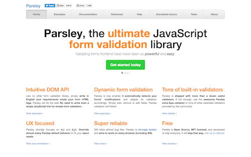 Screenshot for the Parsley website