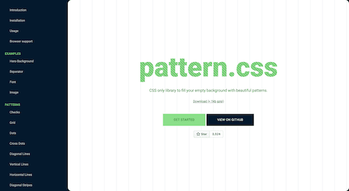 Screenshot for the pattern.css website