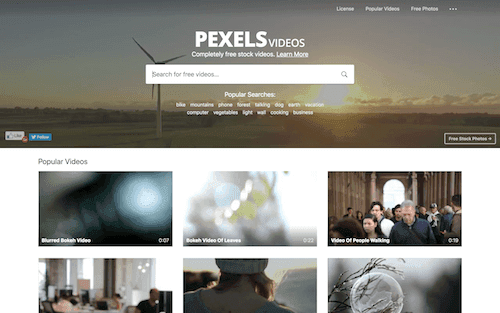 Screenshot for the Pexels Videos website