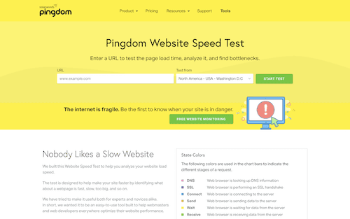 Screenshot for the Pingdom website