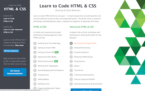 Screenshot for the Shay Howe: Learn HTML & CSS website