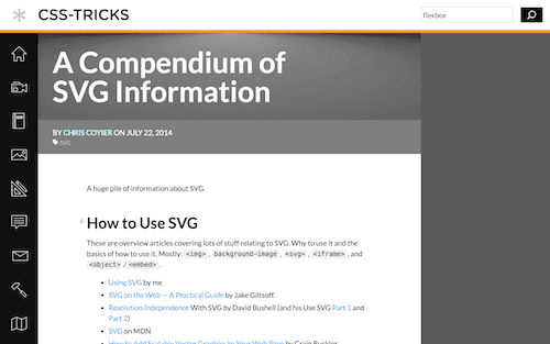 Screenshot for the SVG Compendium website