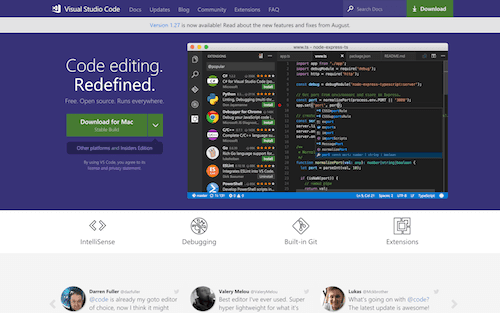 Screenshot for the Visual Studio Code website