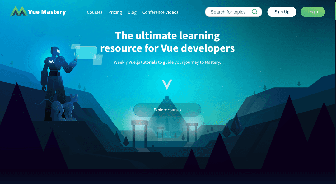 Screenshot for the Vue Mastery website