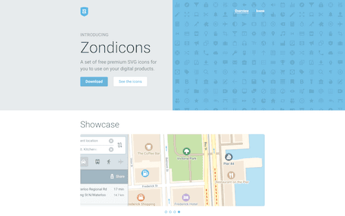 Screenshot for the Zondicons website