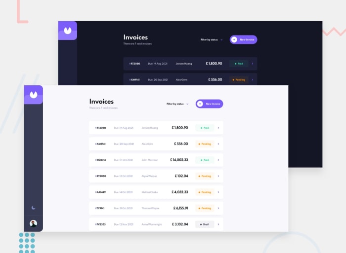 Frontend Mentor | Invoice app coding challenge